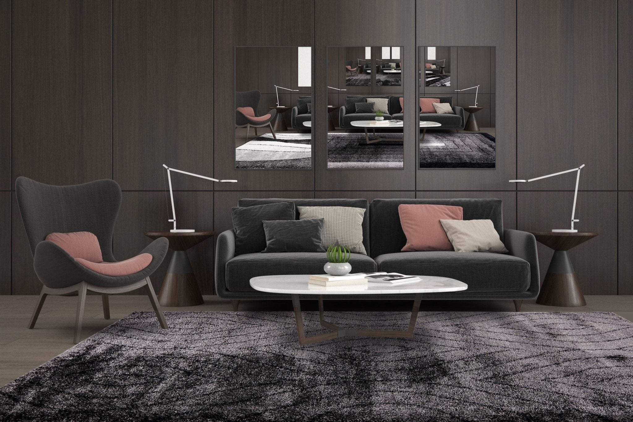 Puffy Style P311E Anthracite / Black Modern Shaggy Area Rug - Quality Rugs and Furniture