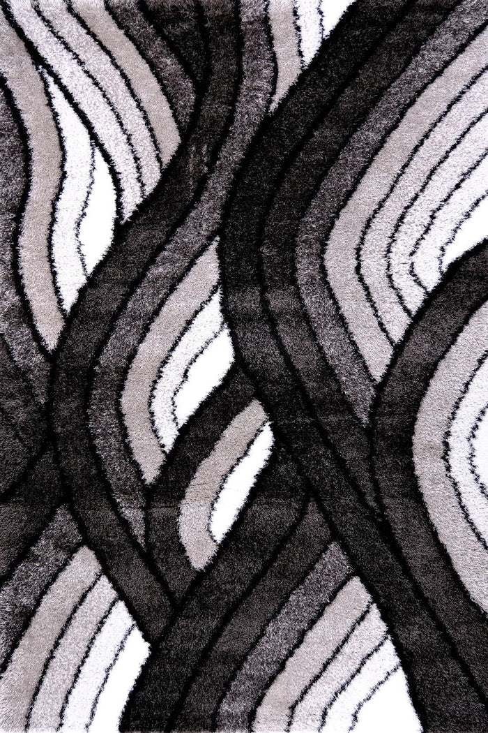 Puffy Style P667A Anthracite / Grey Modern Shaggy Area Rug - Quality Rugs and Furniture