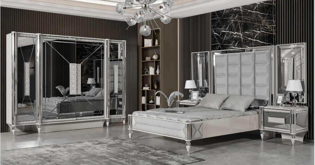 Ramada Art Deco King Bed Modern Mid Century - Quality Rugs and Furniture