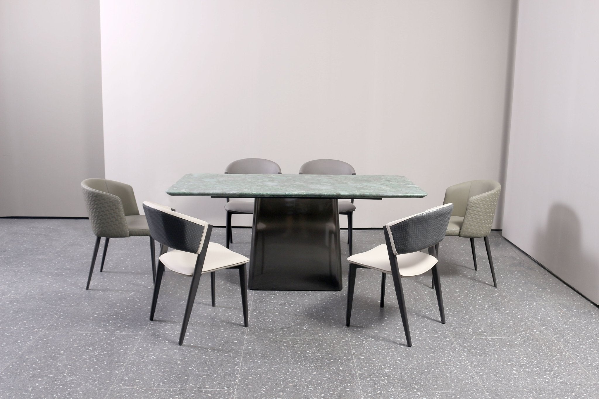 Regal Modern Luxury Dining Table Marble Top Stainless Steel Base Silver Matt - Quality Rugs and Furniture