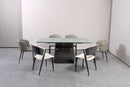 Regal Modern Luxury Dining Table Marble Top Stainless Steel Base Silver Matt - Quality Rugs and Furniture