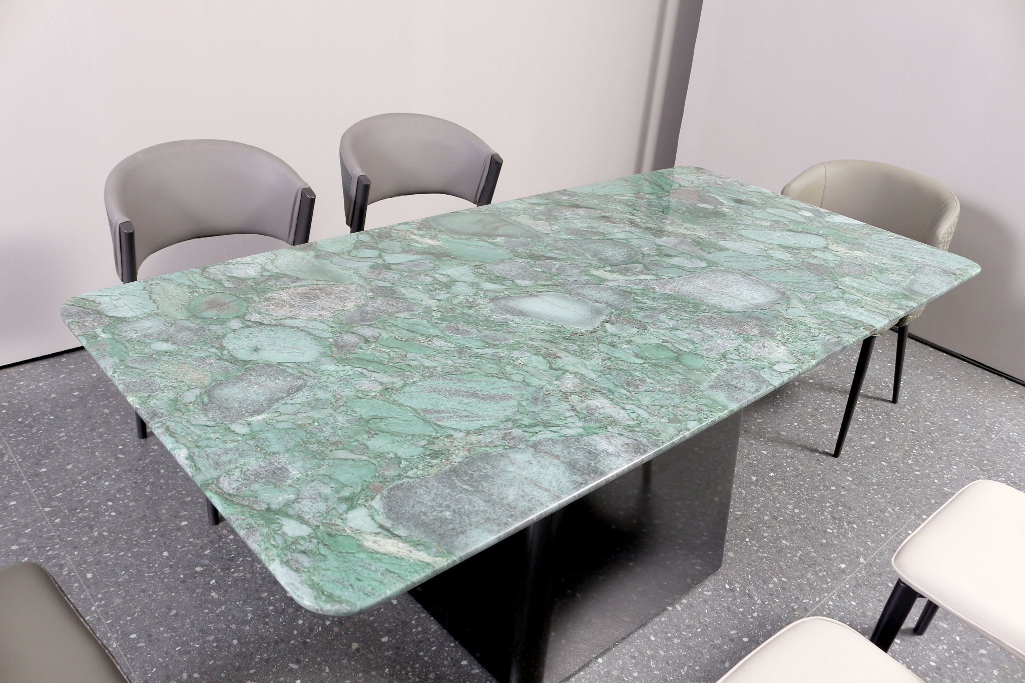 Regal Modern Luxury Dining Table Marble Top Stainless Steel Base Silver Matt - Quality Rugs and Furniture