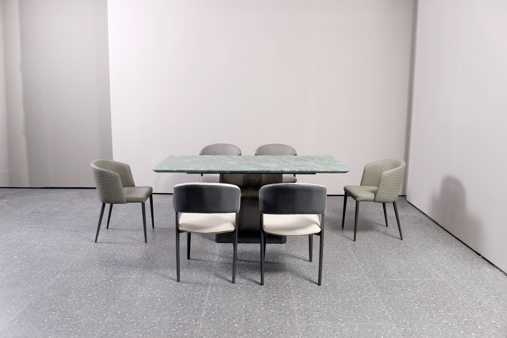 Regal Modern Luxury Dining Table Marble Top Stainless Steel Base Silver Matt - Quality Rugs and Furniture