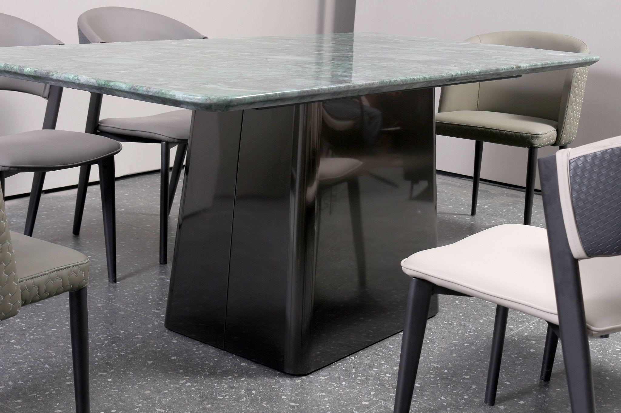 Regal Modern Luxury Dining Table Marble Top Stainless Steel Base Silver Matt - Quality Rugs and Furniture