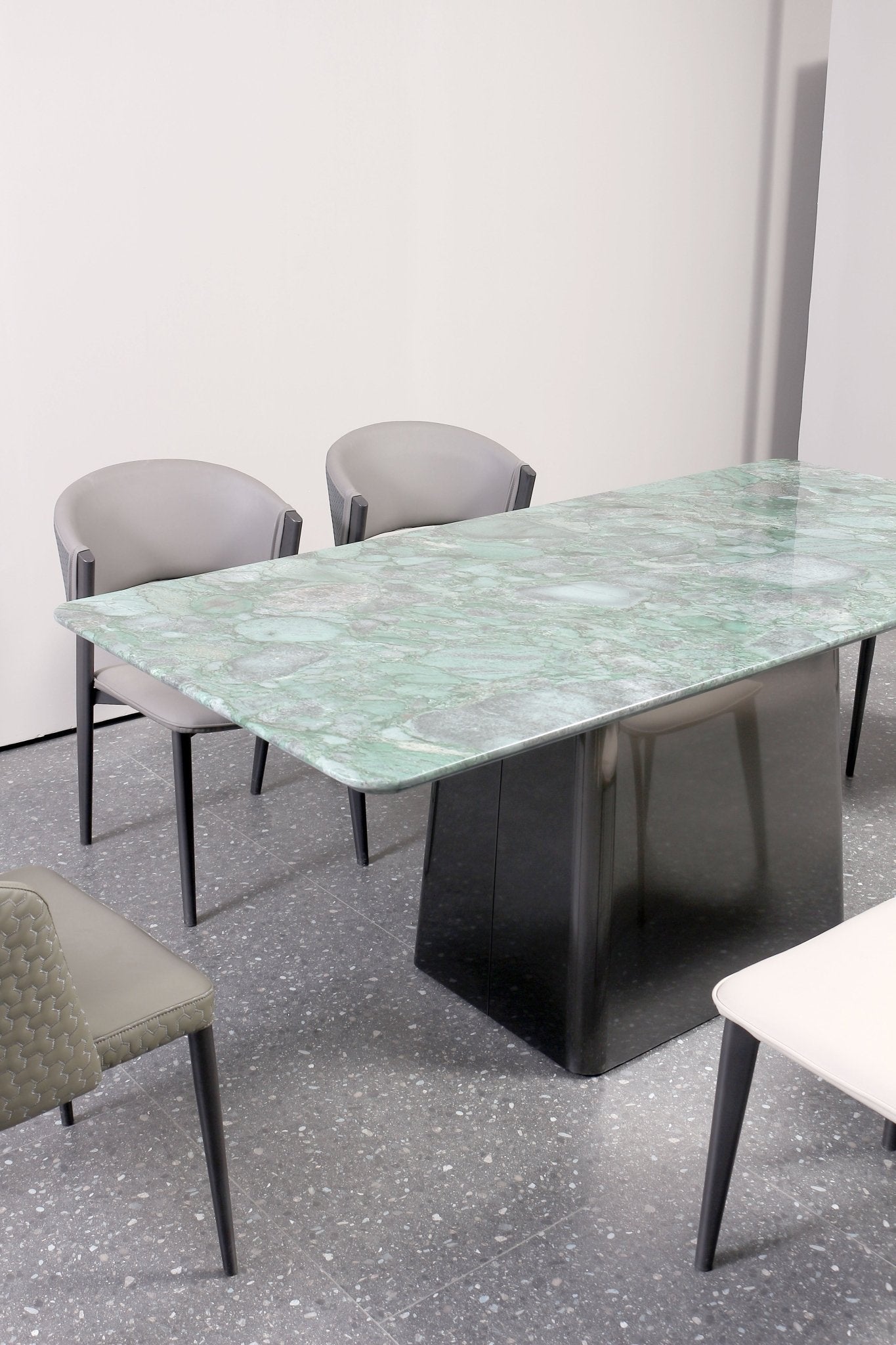 Regal Modern Luxury Dining Table Marble Top Stainless Steel Base Silver Matt - Quality Rugs and Furniture
