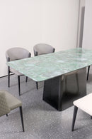 Regal Modern Luxury Dining Table Marble Top Stainless Steel Base Silver Matt - Quality Rugs and Furniture