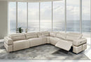 Reka Corner Electric Recliner Thick Leather Sofa Set Beige - Quality Rugs and Furniture