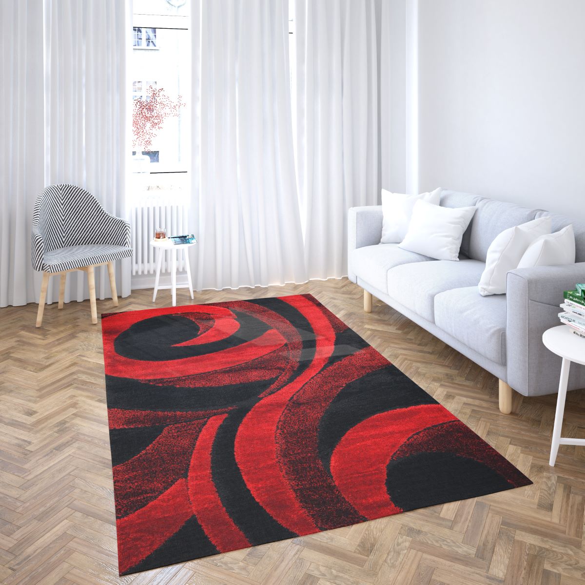 Rio Loop B217 Red - Grey Modern Area Rug - Quality Rugs and Furniture