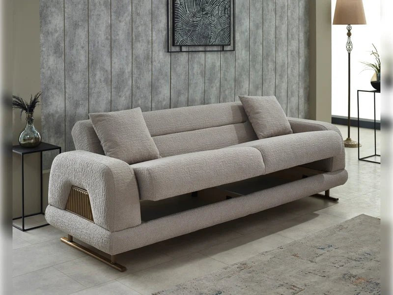 Riva High Quality Velvet Modern Sofa Set Beige - Quality Rugs and Furniture