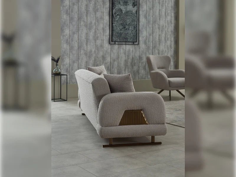 Riva High Quality Velvet Modern Sofa Set Beige - Quality Rugs and Furniture