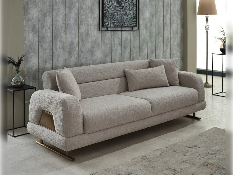 Riva High Quality Velvet Modern Sofa Set Beige - Quality Rugs and Furniture