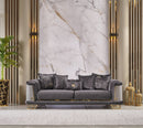 Romance Velvet Modern Luxury Sofa Set Grey Gold