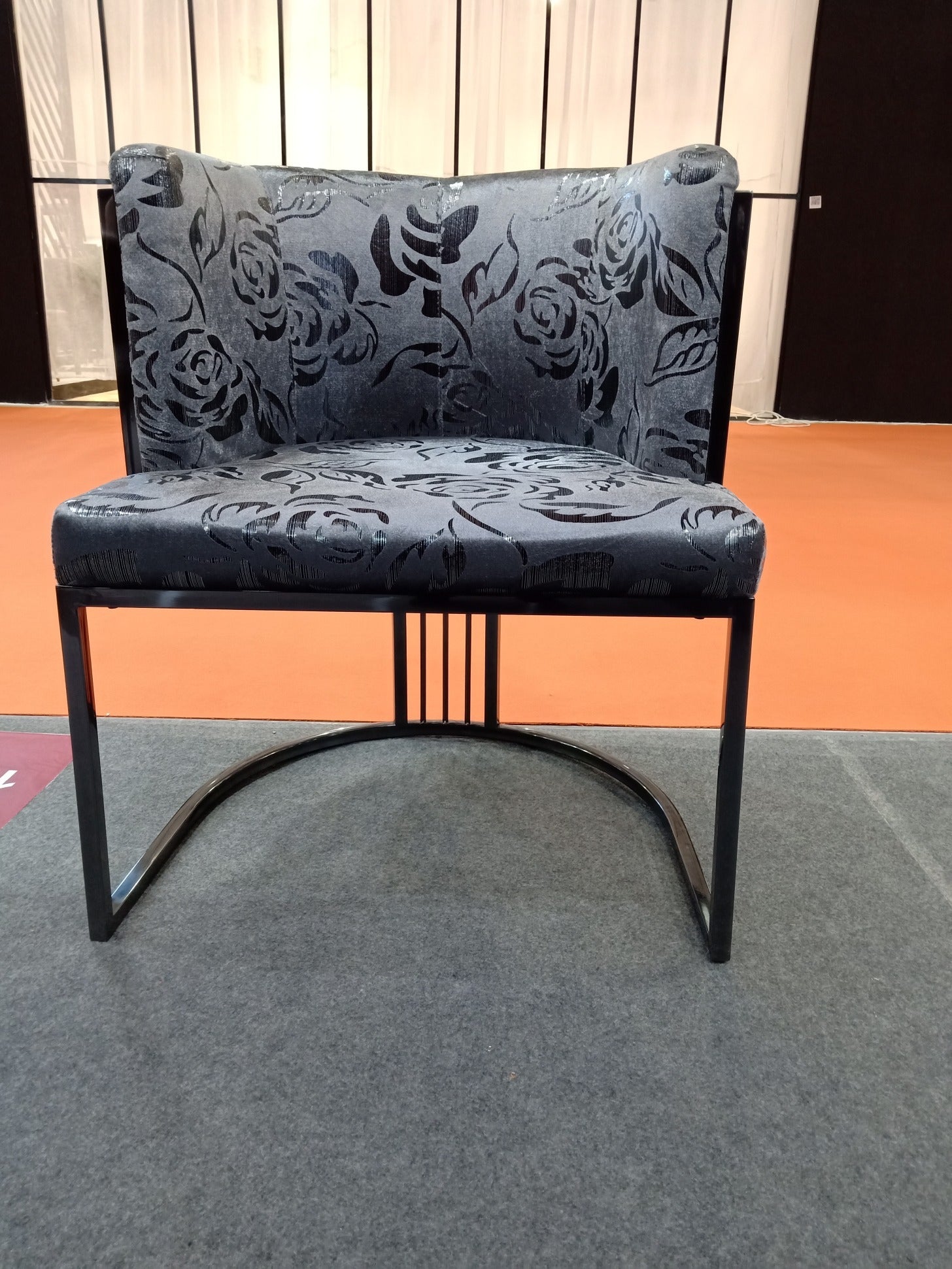 Roselle Velvet Modern Stainless Steel Dining Chair Matt Black - Quality Rugs and Furniture