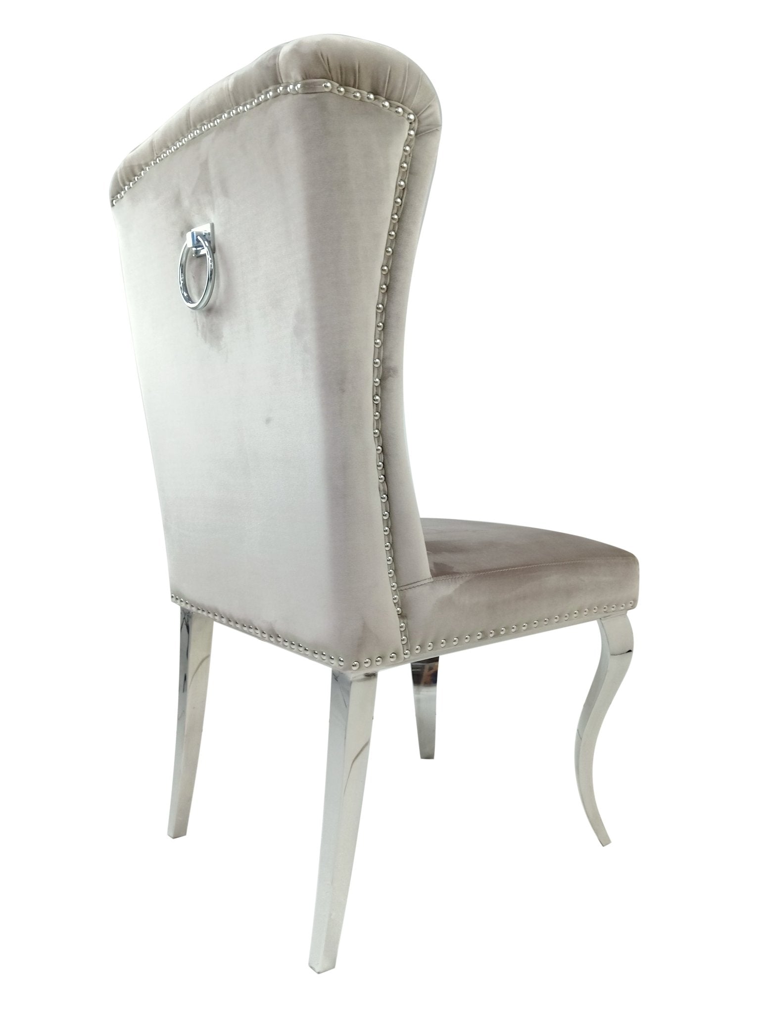 Royale Velvet Stainless Steel Modern Dining Chair Beige Gold - Quality Rugs and Furniture