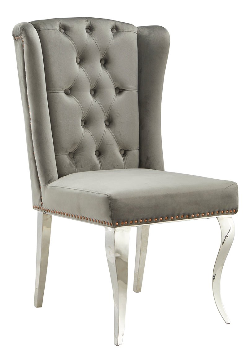 Royale Velvet Stainless Steel Modern Dining Chair Beige Gold - Quality Rugs and Furniture