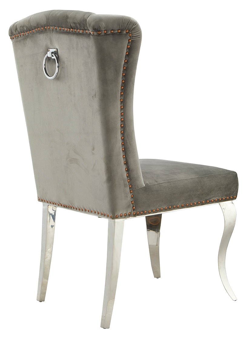 Royale Velvet Stainless Steel Modern Dining Chair Beige Gold - Quality Rugs and Furniture
