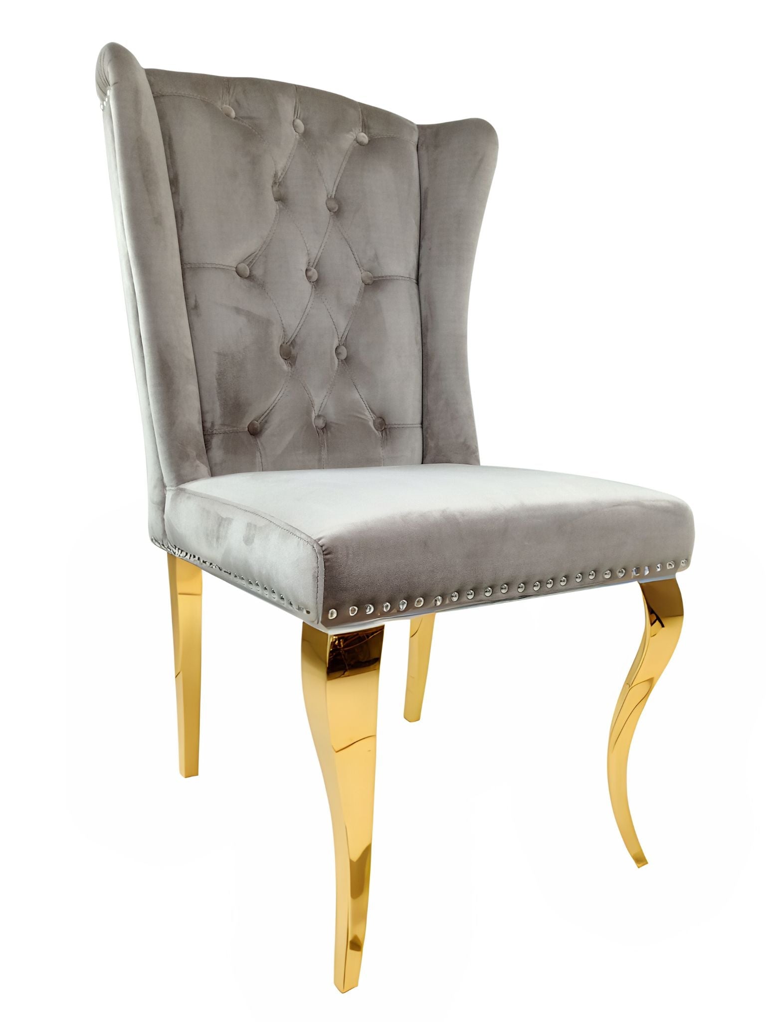 Royale Velvet Stainless Steel Modern Dining Chair Beige Gold - Quality Rugs and Furniture