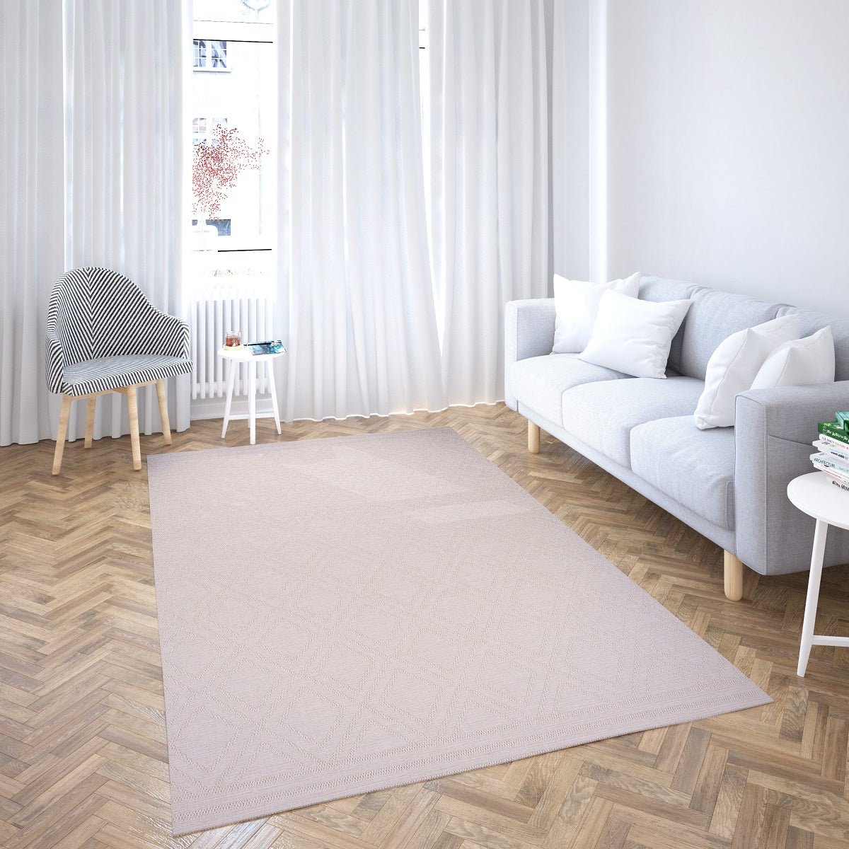 Sandra E7215 Cream Modern Area Rug For Living Room, Bedroom - Quality Rugs and Furniture