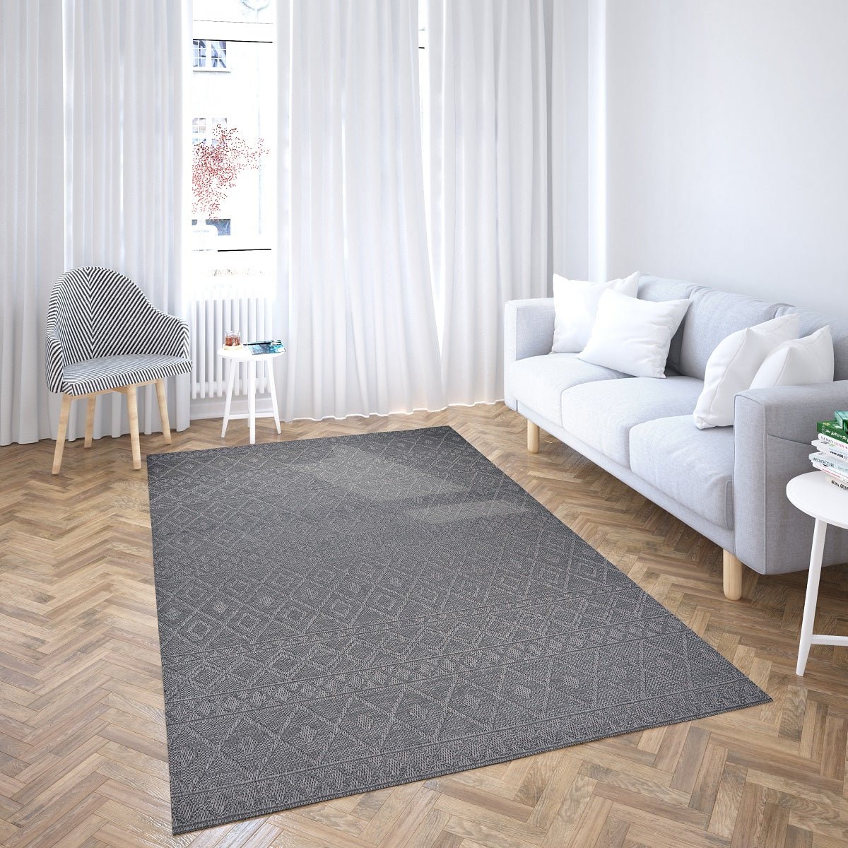 Sandra E7216 D.Grey Modern Area Rug For Living Room, Bedroom - Quality Rugs and Furniture