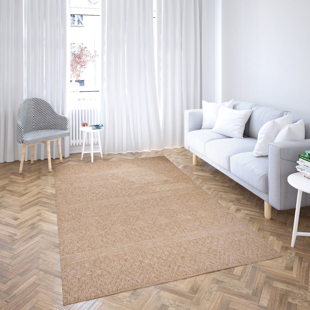 Sandra E7221 Beige Modern Area Rug For Living Room, Bedroom - Quality Rugs and Furniture
