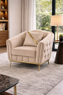 Saria Modern Velvet Sofa Set Beige Gold - Quality Rugs and Furniture