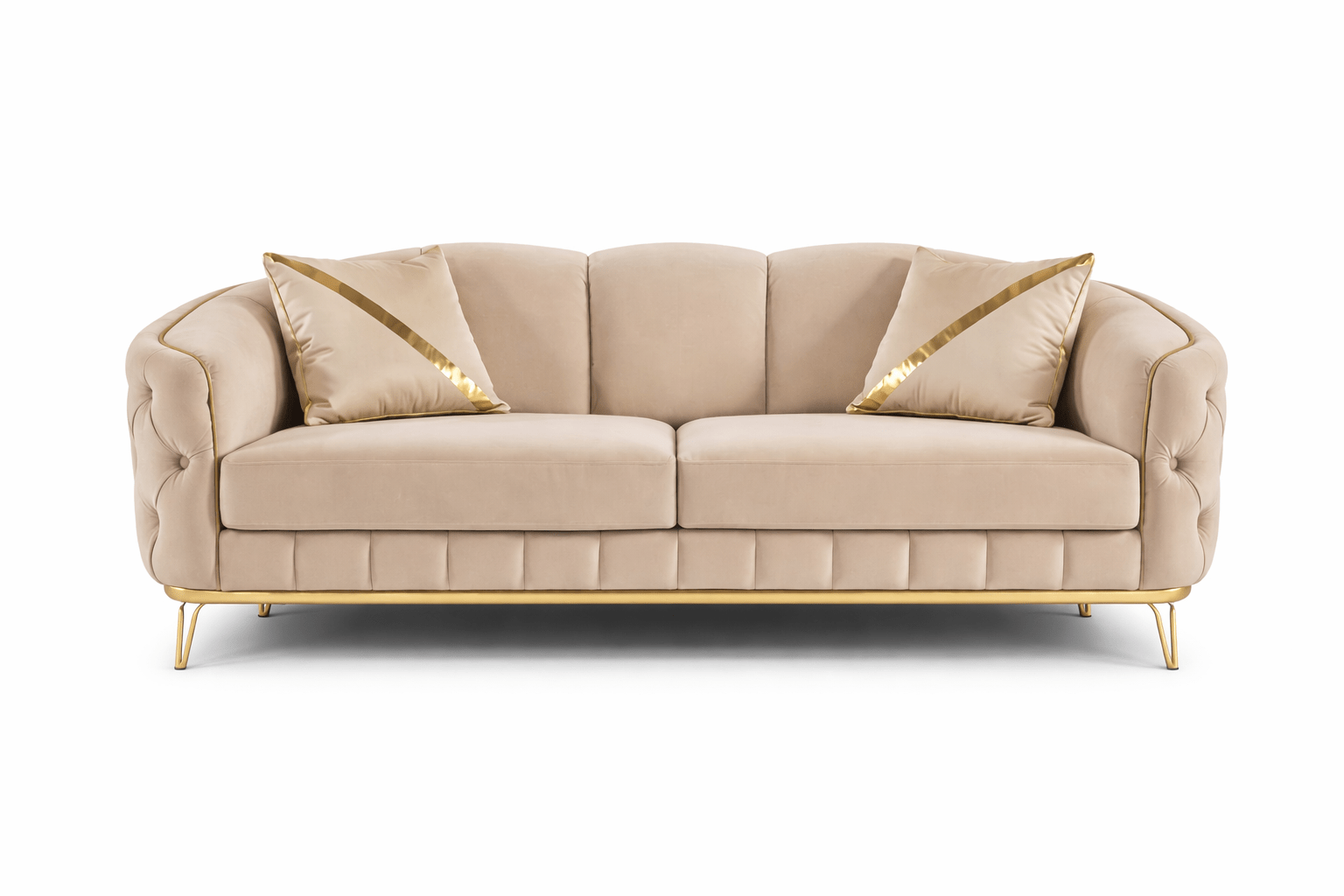 Saria Modern Velvet Sofa Set Beige Gold - Quality Rugs and Furniture