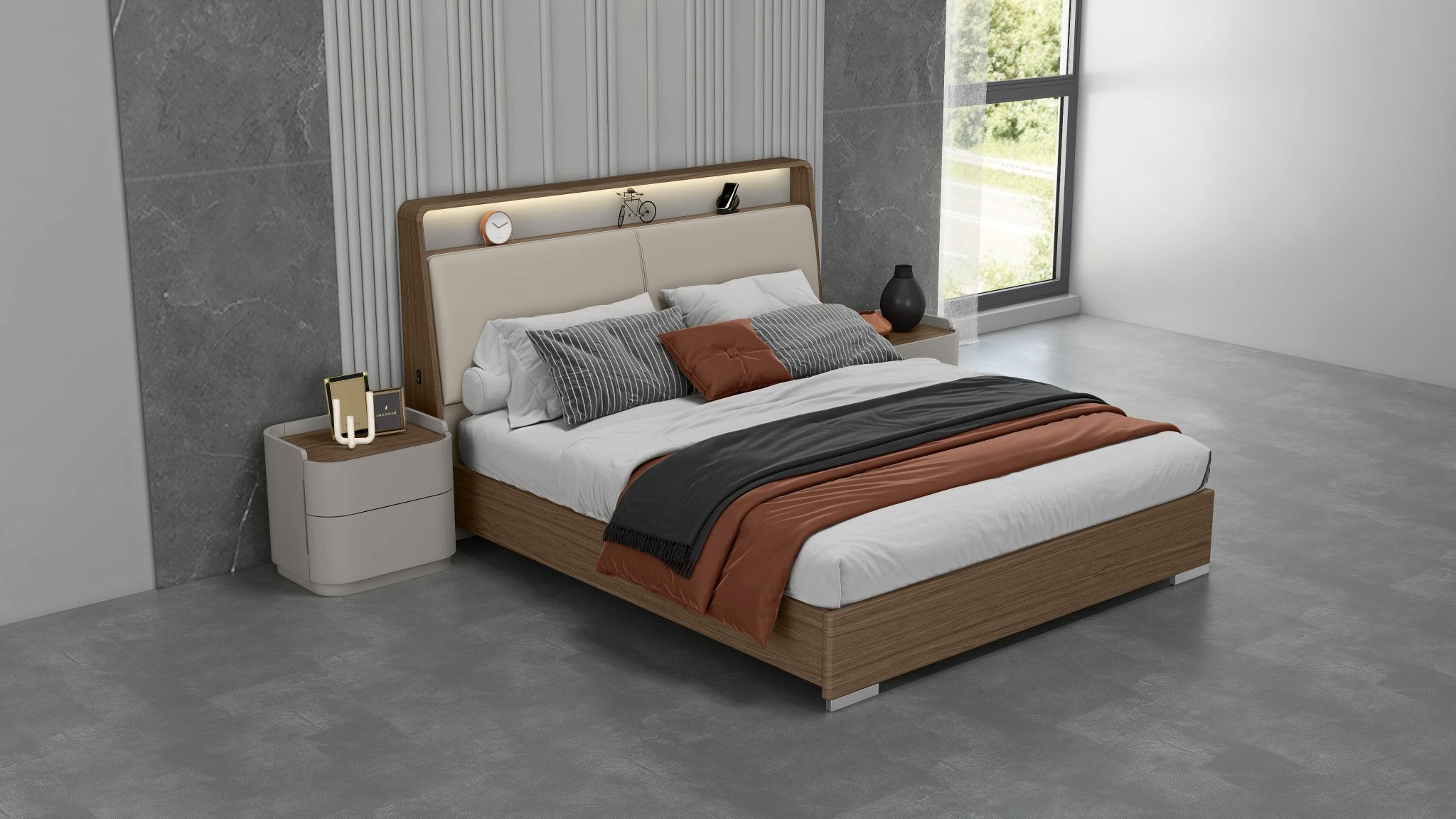 Sealy Bedroom Suite Luxury Modern Bed Flannel Grey - Quality Rugs and Furniture