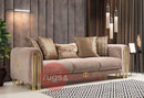 Sehrazat Modern Velvet Luxury Sofa Set Beige Gold - Quality Rugs and Furniture