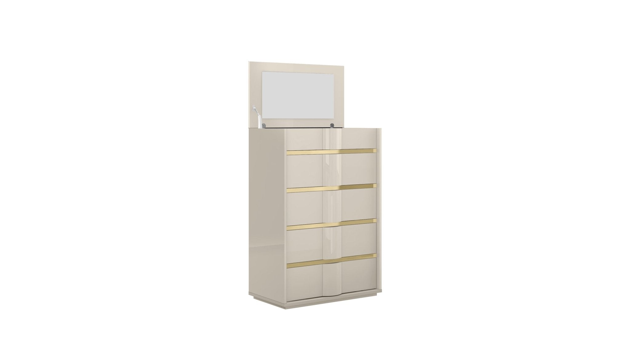 Selena Bedroom Suite Luxury Modern Bed Beige Lacquer - Quality Rugs and Furniture