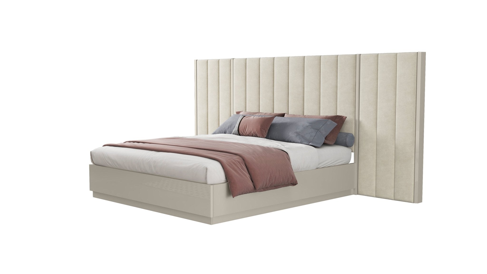 Selena Bedroom Suite Luxury Modern Bed Beige Lacquer - Quality Rugs and Furniture