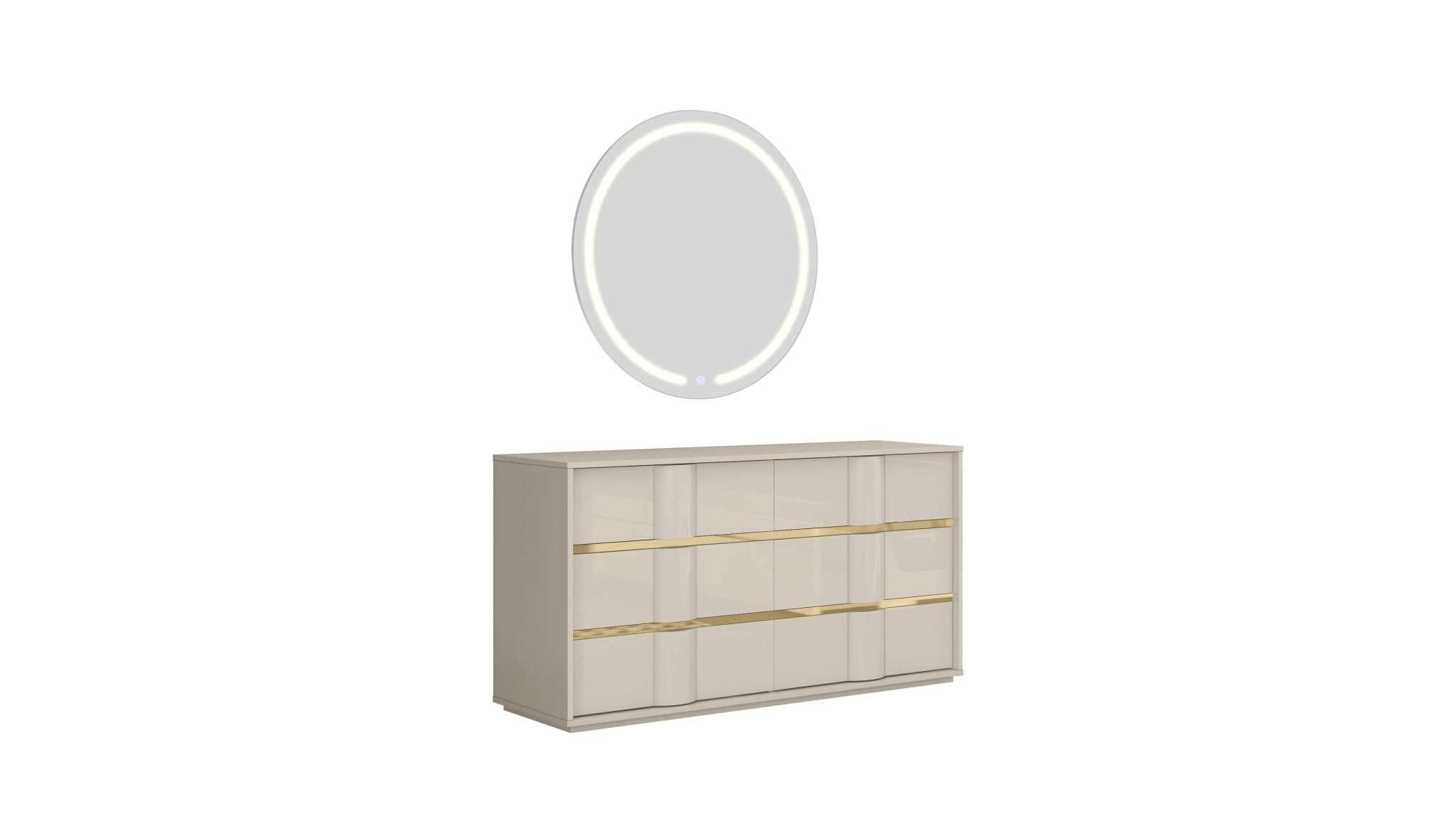 Selena Bedroom Suite Luxury Modern Bed Beige Lacquer - Quality Rugs and Furniture