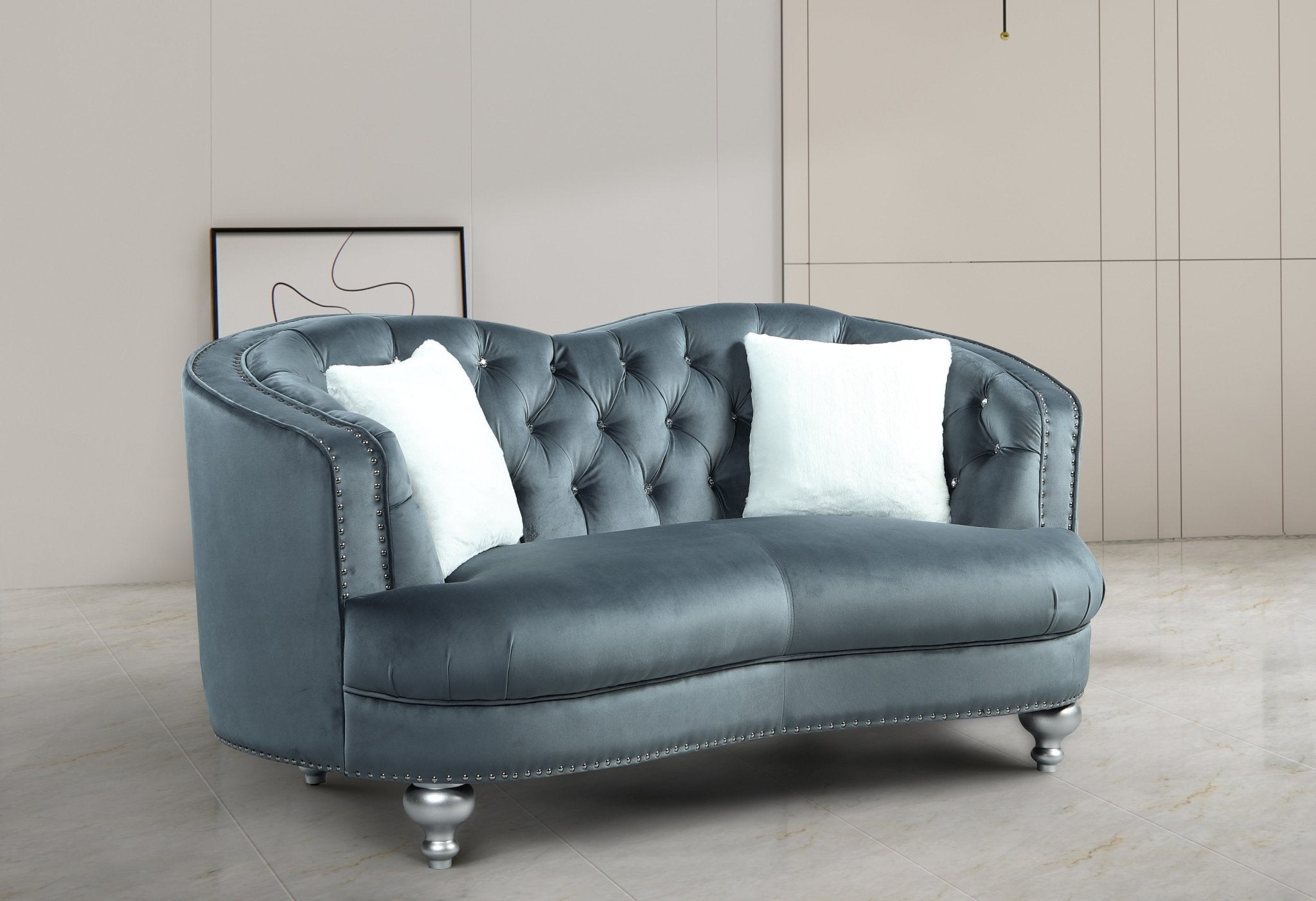 Serine Without Button Modern Fabric Sofa Set Grey - Quality Rugs and Furniture