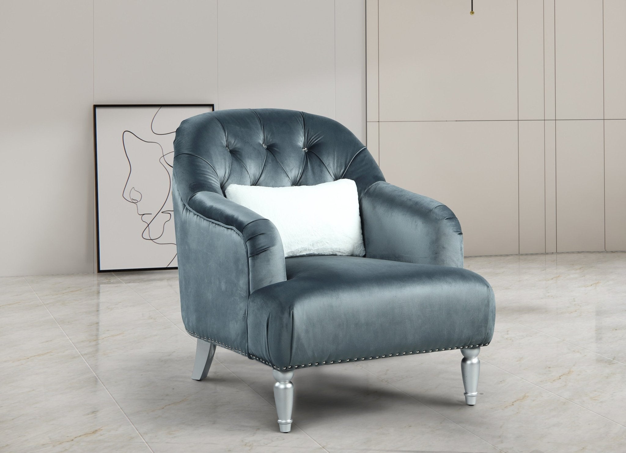 Serine Without Button Modern Fabric Sofa Set Grey - Quality Rugs and Furniture