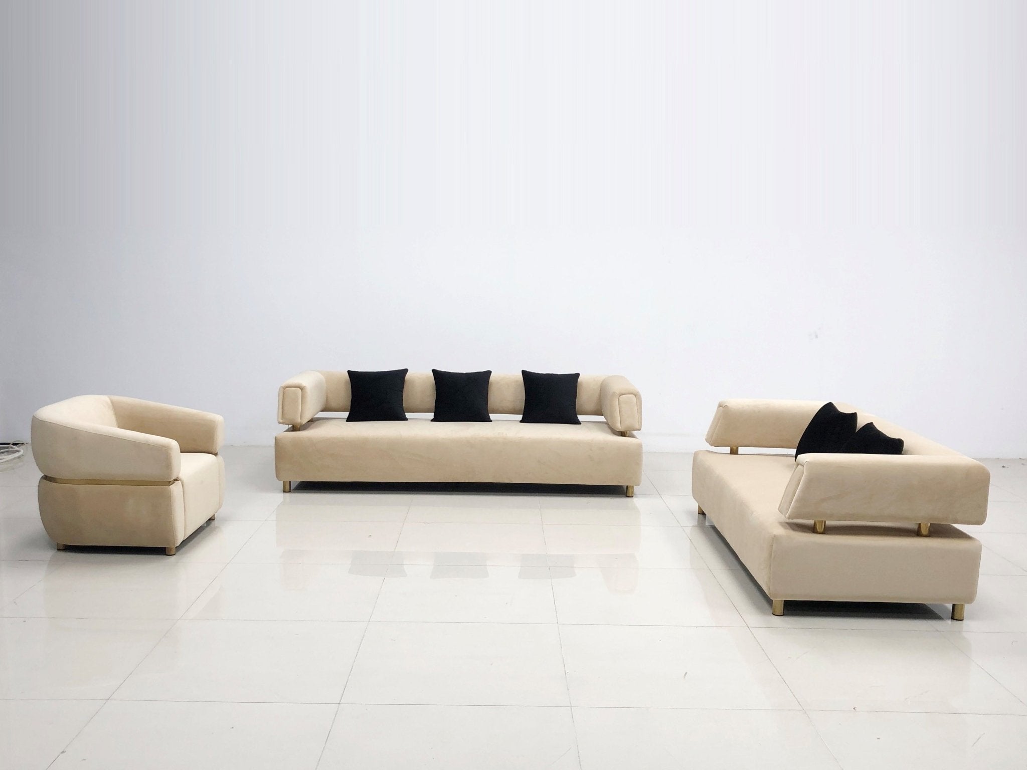 Sherry Modern High Quality Fabric Sofa Set Cream - Quality Rugs and Furniture