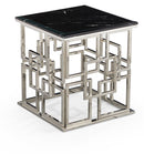 Sierra Marble Top Stainless Steel Base Side Table Silver - Quality Rugs and Furniture