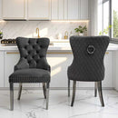 Simba Modern Dining Chair Silver Leg Grey Velvet - Quality Rugs and Furniture