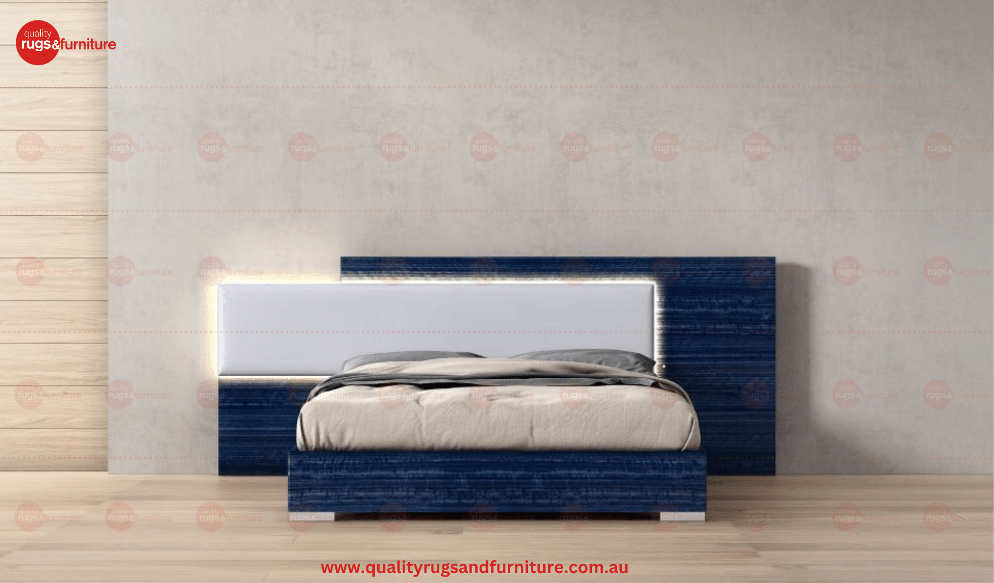 Solace Bedroom Suite Luxury Modern Queen Bed Sapphire Blue - Quality Rugs and Furniture