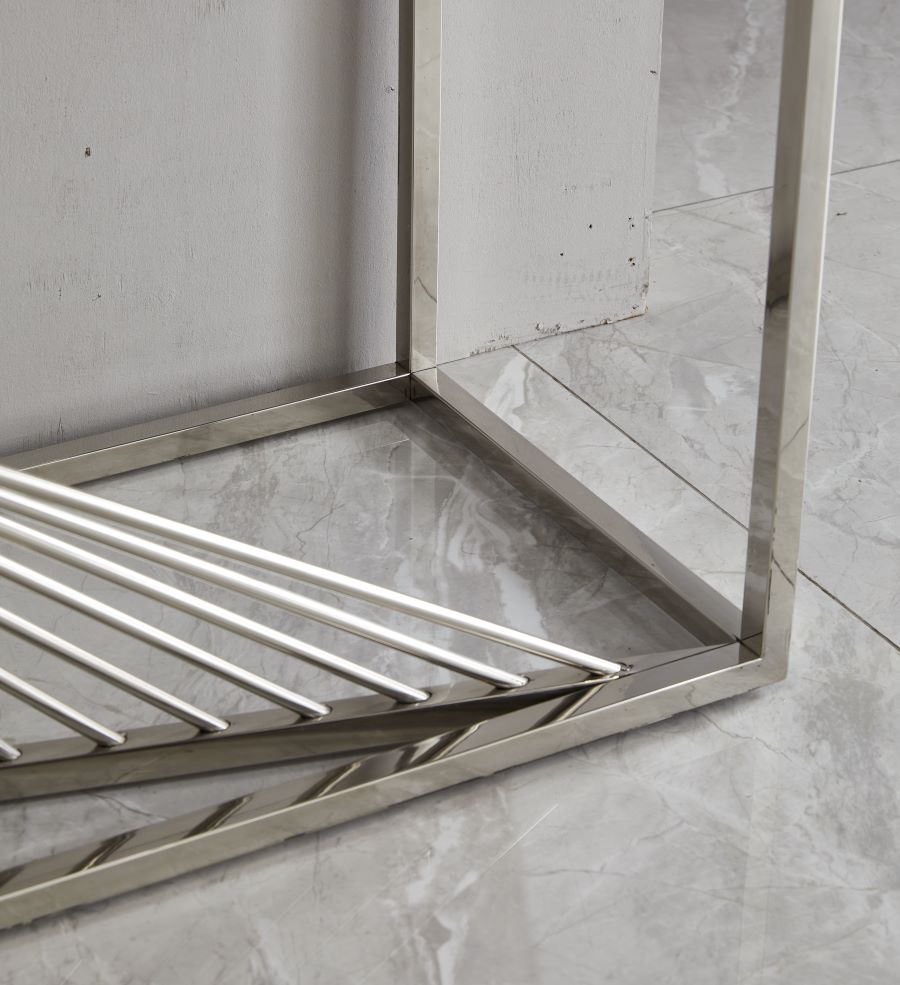 Spiral Console Hallway Table Stainless Steel Base Marble Top Silver - Quality Rugs and Furniture