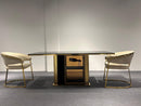 Swift Black Glass Dining Table Stainless Steel Base Gold Modern Luxury Design - Quality Rugs and Furniture