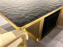 Swift Black Glass Dining Table Stainless Steel Base Gold Modern Luxury Design - Quality Rugs and Furniture