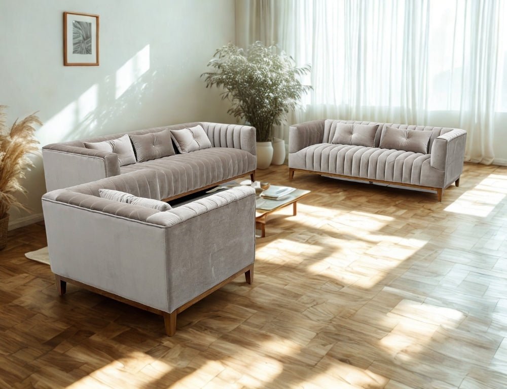 Tarra Fabric Modern Sofa Set Brown - Quality Rugs and Furniture
