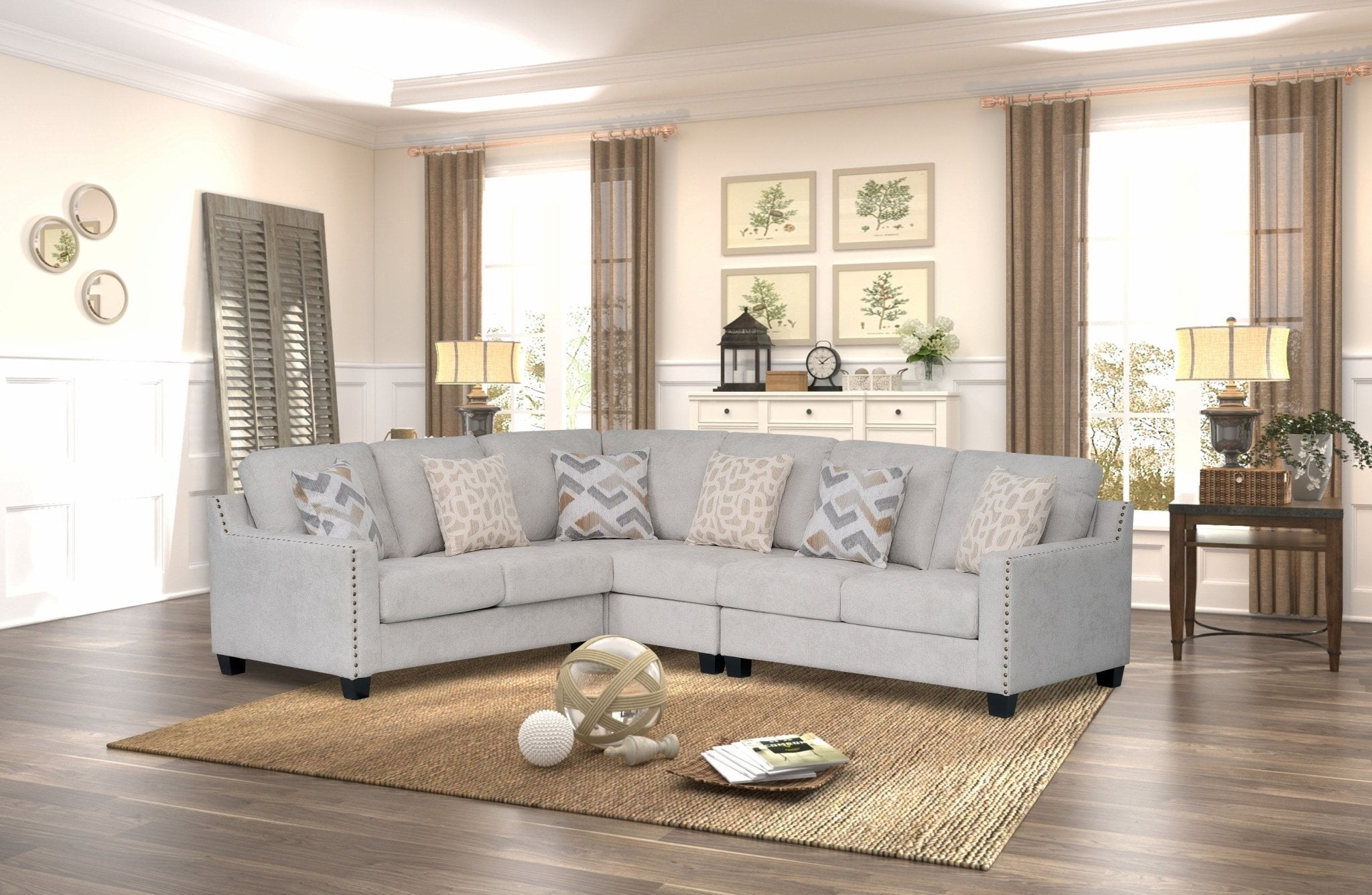 Tasman Fabric Modern Corner Sofa Set Grey - Quality Rugs and Furniture