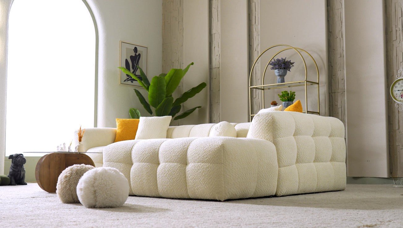 Teddy Luxury Velvet Corner Sofa Set Cream - Quality Rugs and Furniture