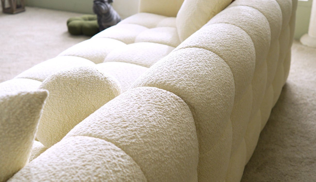 Teddy Luxury Velvet Corner Sofa Set Cream - Quality Rugs and Furniture