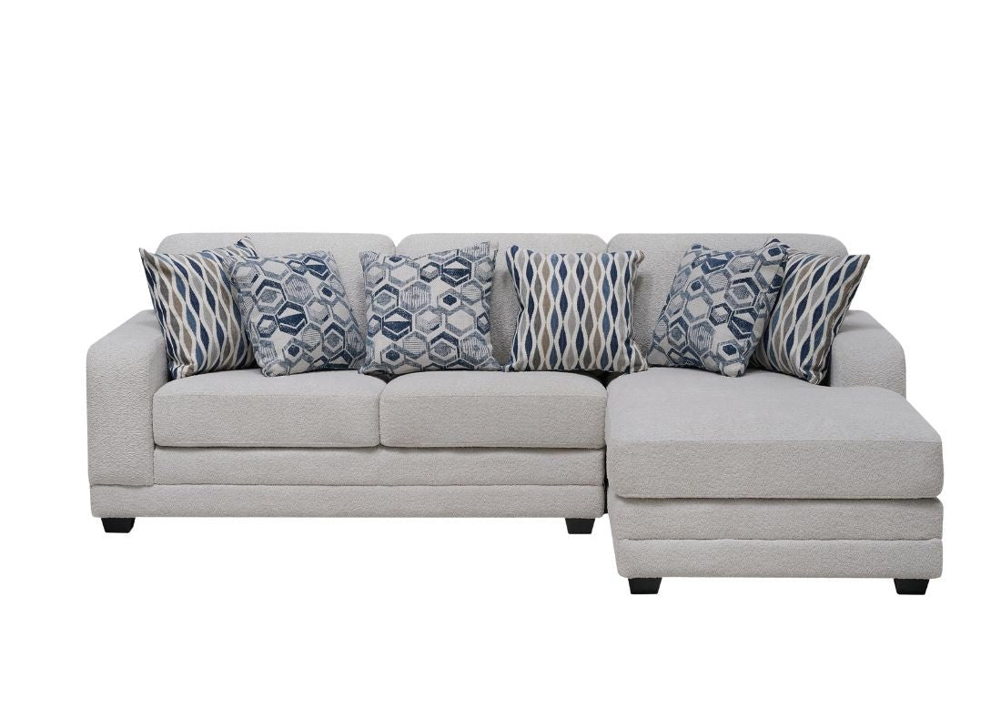 Uluru Modern Light Grey Fabric Sofa Set with Right Chaise - Quality Rugs and Furniture