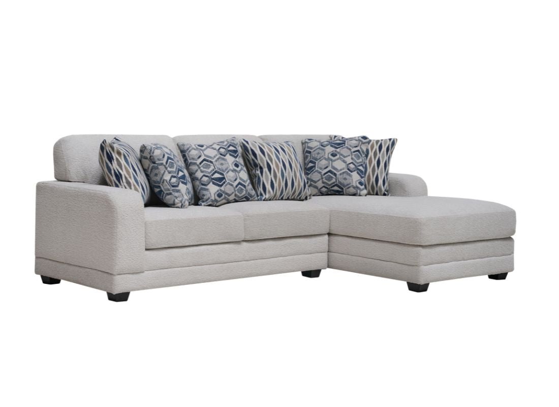 Uluru Modern Light Grey Fabric Sofa Set with Right Chaise - Quality Rugs and Furniture