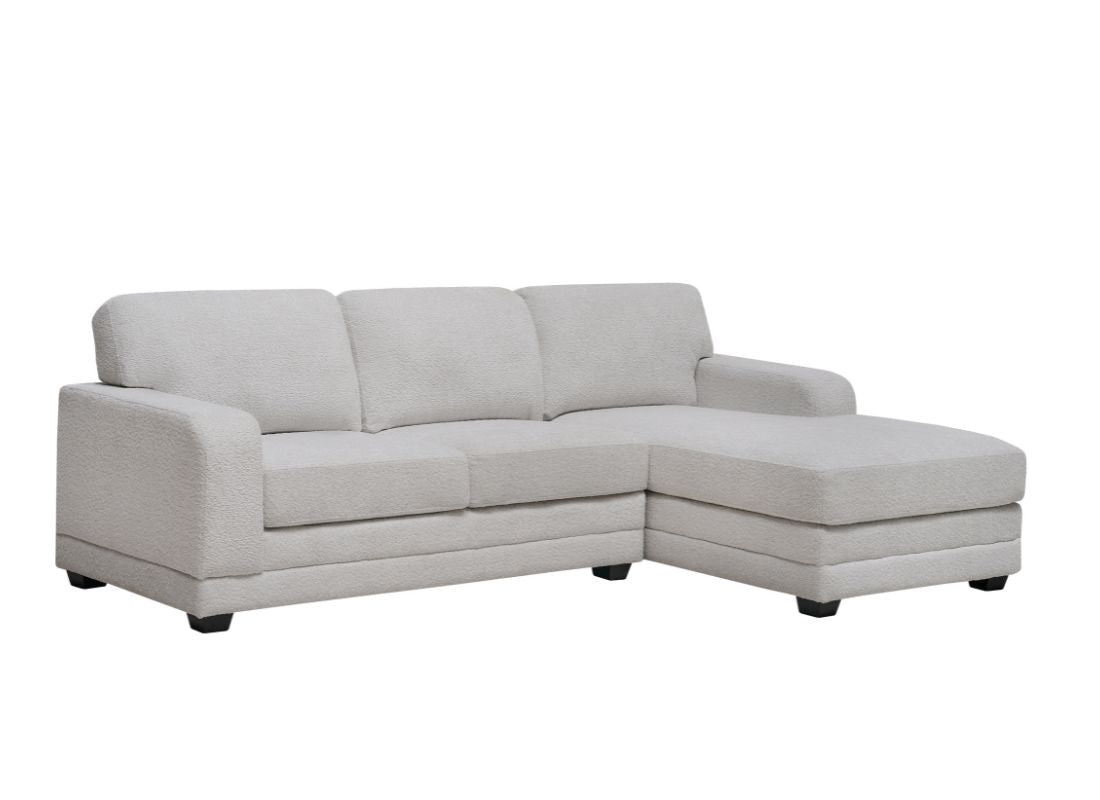Uluru Modern Light Grey Fabric Sofa Set with Right Chaise - Quality Rugs and Furniture