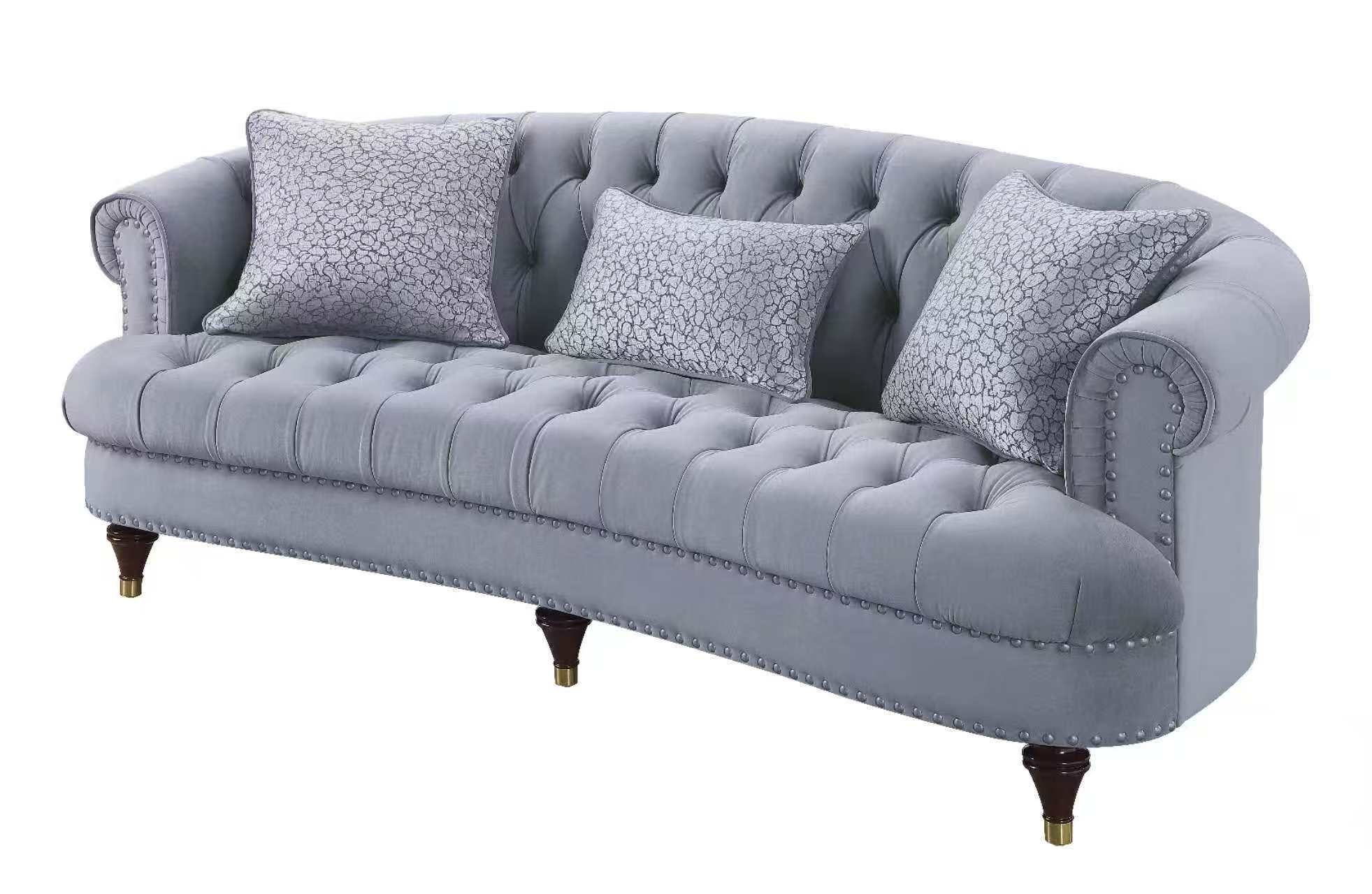 Vero Modern Velvet Sofa Set Grey - Quality Rugs and Furniture