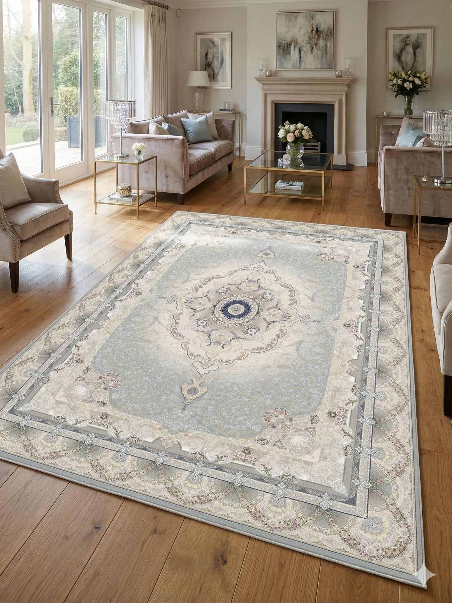 Vila Traditional Persian Area Rug Silver - Quality Rugs and Furniture