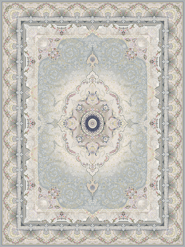 Vila Traditional Persian Area Rug Silver